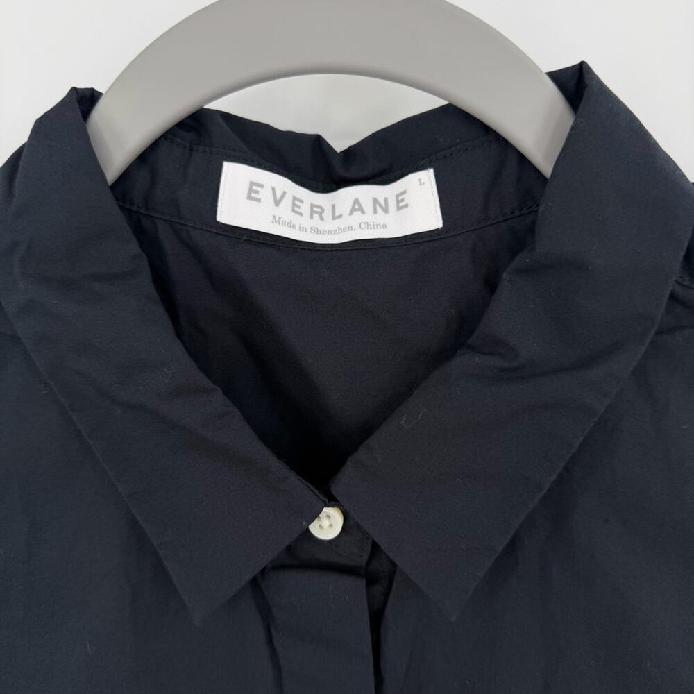 Everlane Poplin Sleeveless Button Down Blouse in black Size L NWOT - Picture 2 of 5